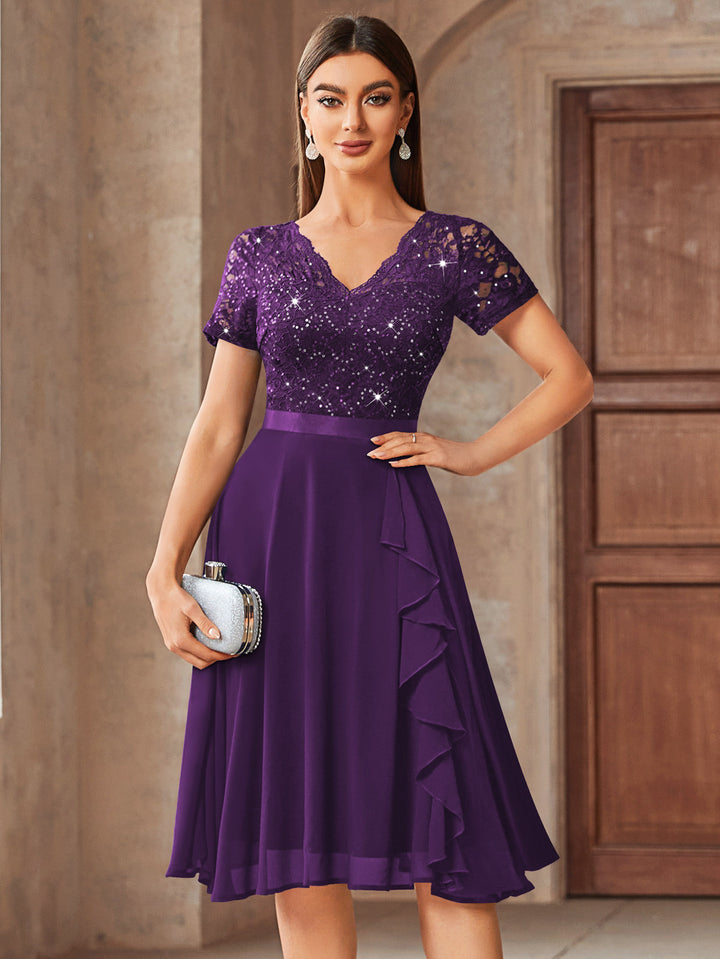 Midi Dress Lace Swing Dress Gatsby Boleros MISSMAY Women's V-Neck Floral Lace Dress Half Sleeve Midi Dress Lace Swing Dress Gatsby Boleros MISSMAY Women's V-Neck Floral Lace Dress Half Sleeve