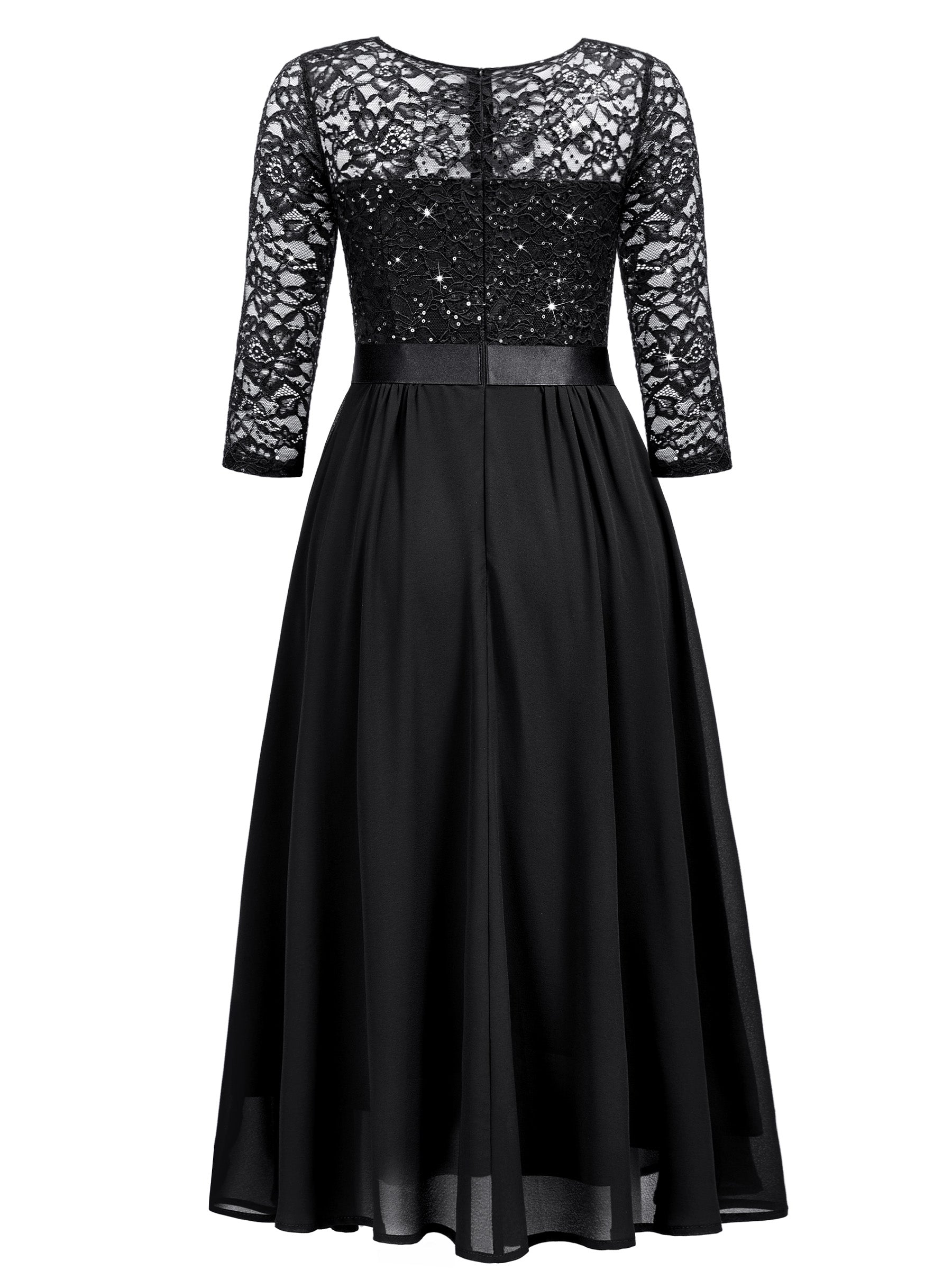 Classy V-Neck Sequin Lace Sleeve Bridesmaid Party A-line Cocktail
