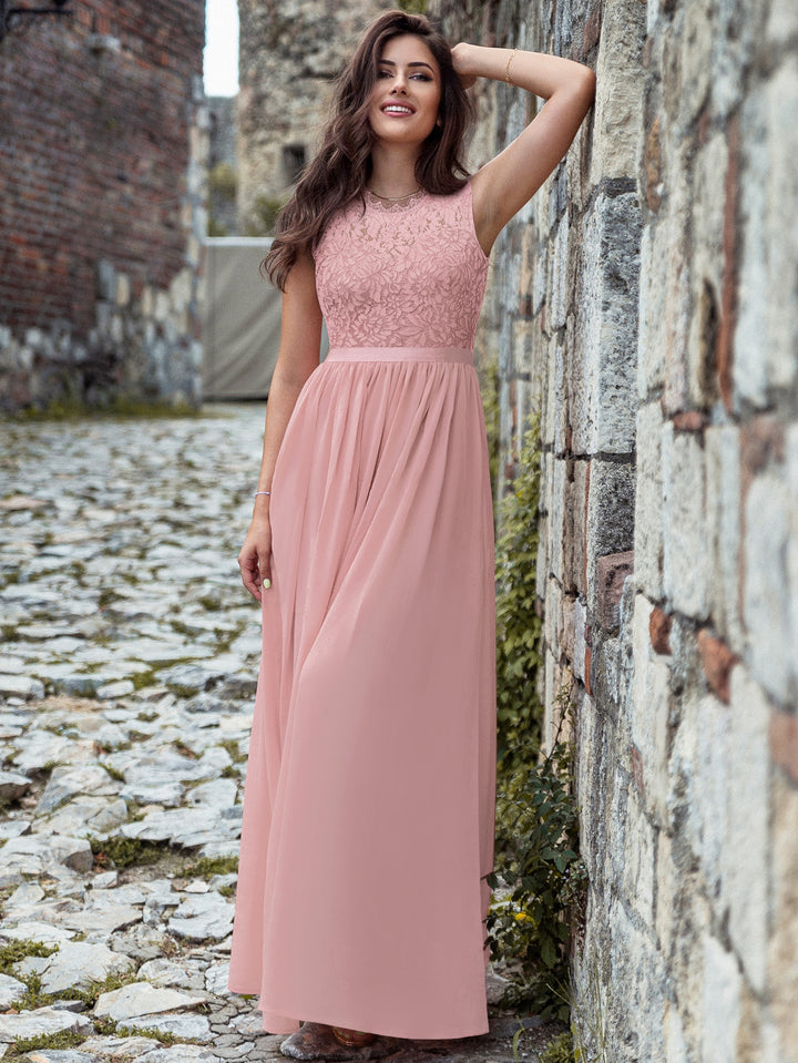 miusol women's formal floral lace evening party maxi dress Pink – Style:BR0113D