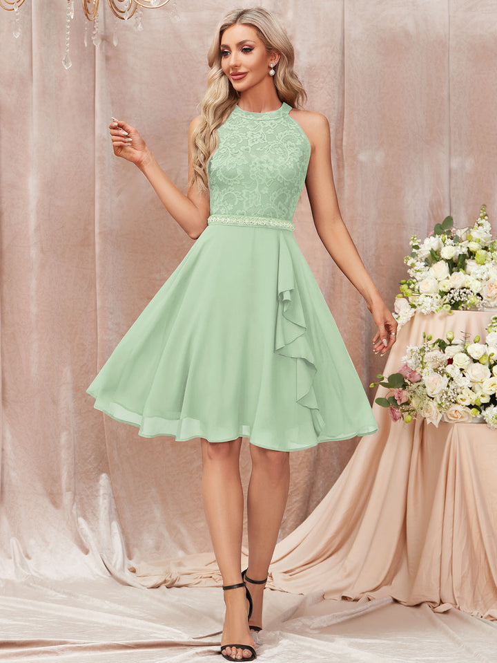 mint green lace high low dress Mint Green High-low Lace Hem Sundress
