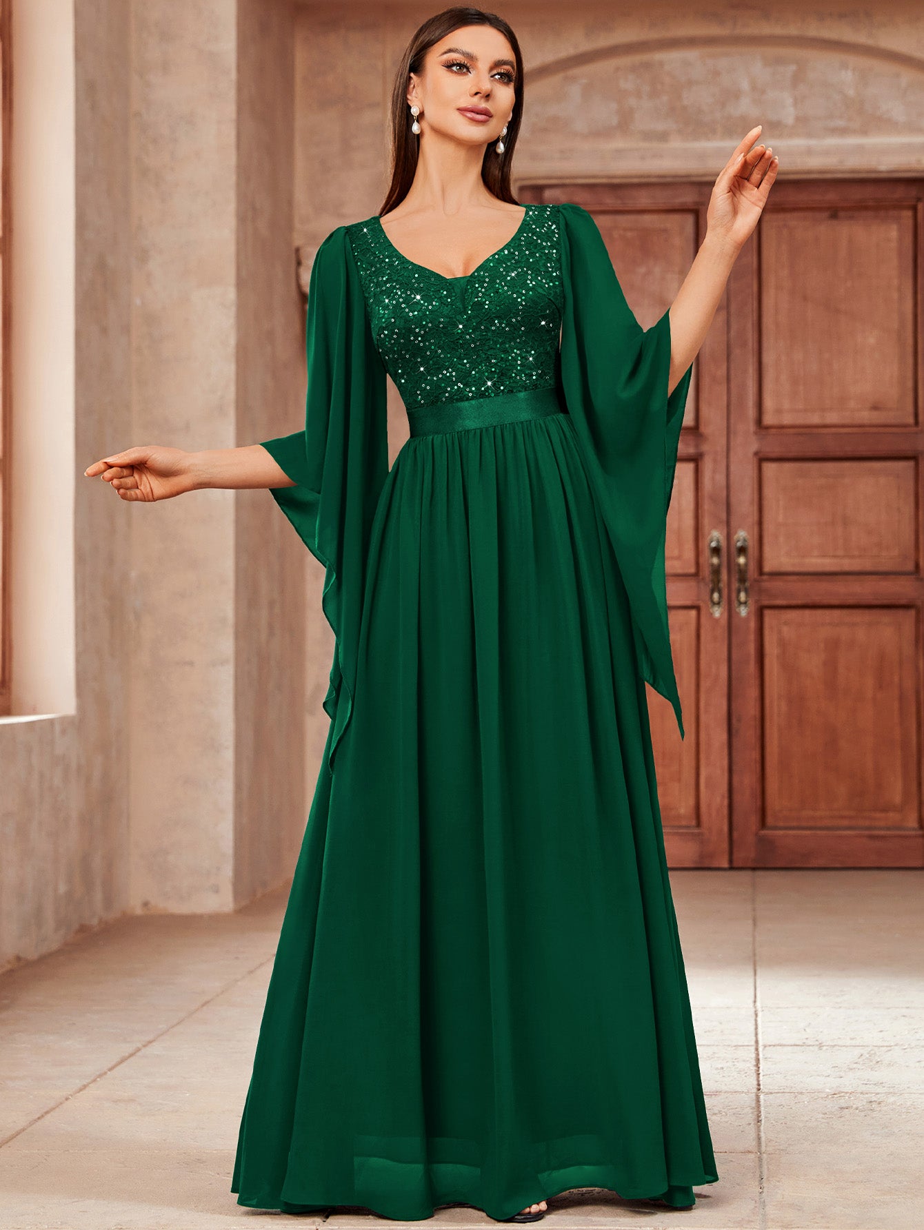 スーツ・フォーマル・ドレス Ameri SPANGLE LAYERED DRESS Xscape 