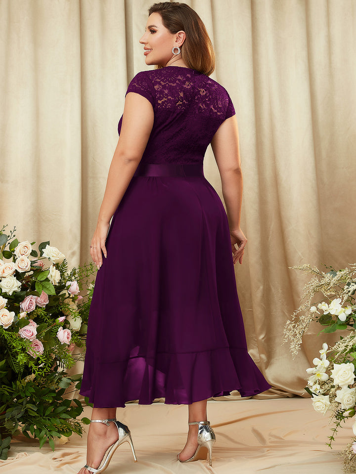 Plus Size Ruffle Floral Lace Contrast Chiffon Formal Bridesmaid Party Miusol Plus Size Ruffle Floral Lace Contrast Chiffon Formal Bridesmaid Party Miusol