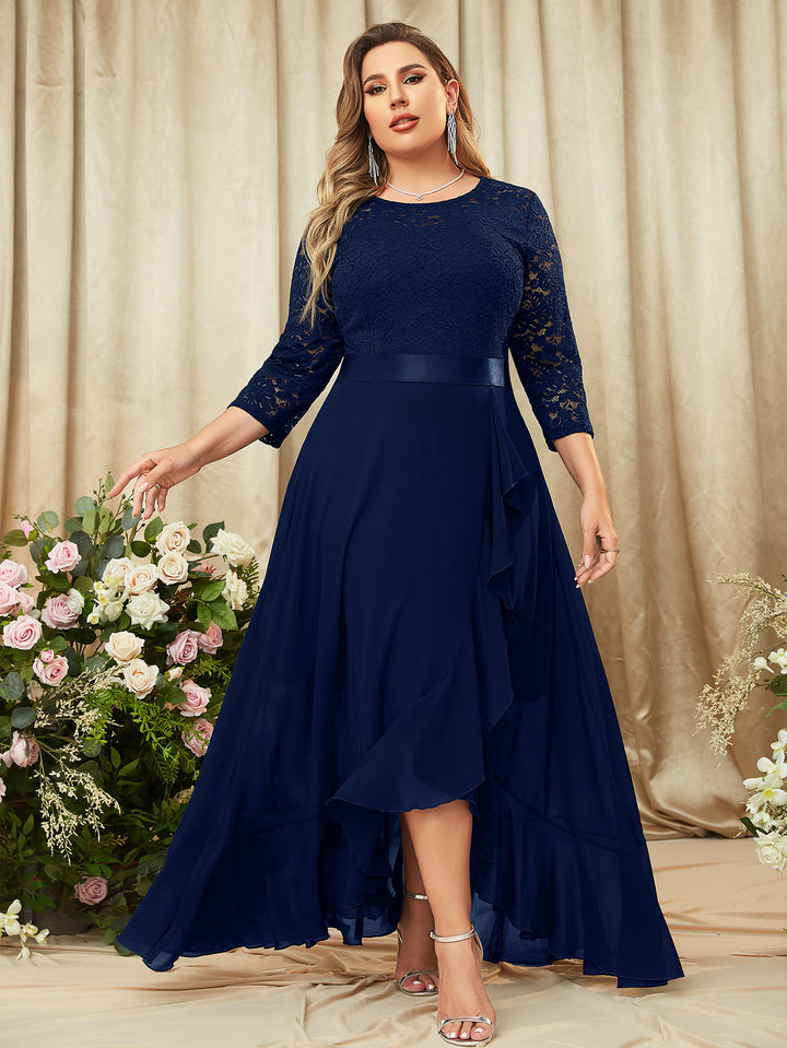 Winter Wedding Plus Size Dresses To Wear To A Wedding As A Guest Semi Formal Plus Size Wedding Guest Dresses Plus Size Floral Lace Ruffle Trim Maxi Dress, Scoop Winter Wedding Plus Size Dresses To Wear To A Wedding As A Guest Semi Formal Plus Size Wedding Guest Dresses Plus Size Floral Lace Ruffle Trim Maxi Dress, Scoop