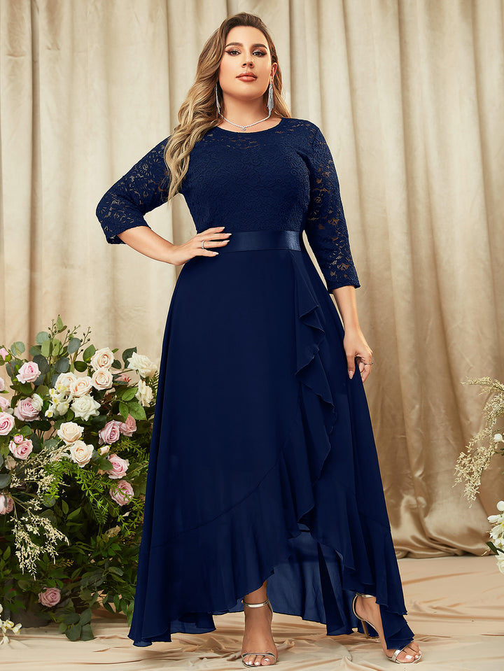 Navy Blue Plus Size 4x Evening Dresses Plus Size Floral Lace