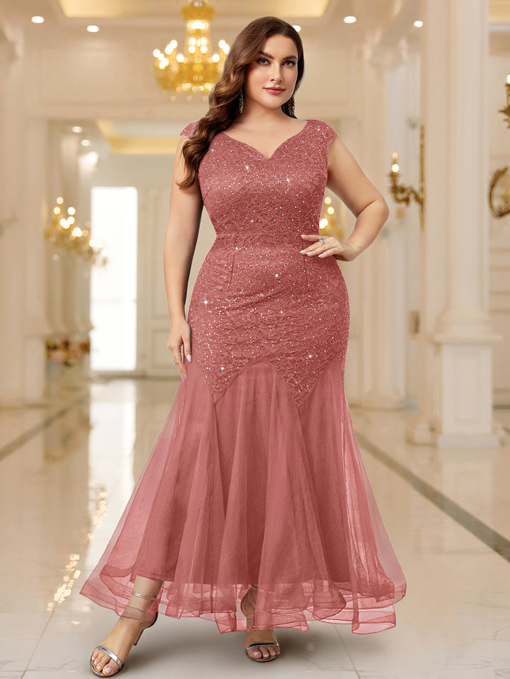 plus size mermaid dress Classic Trendy Short Sleeve Dresses for Evening Part Rosymae a full lining glides against skin Red Sequin Plus Size Mermaid