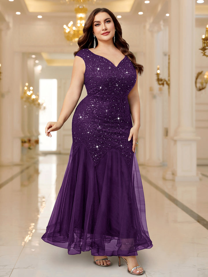 purple sequin dress plus size Plus-Size Sequin-Bodice Long Prom CD0217C Amethyst / 16 Cocktail Dresses Strapless Plus-Size Hoco Dress: Primavera