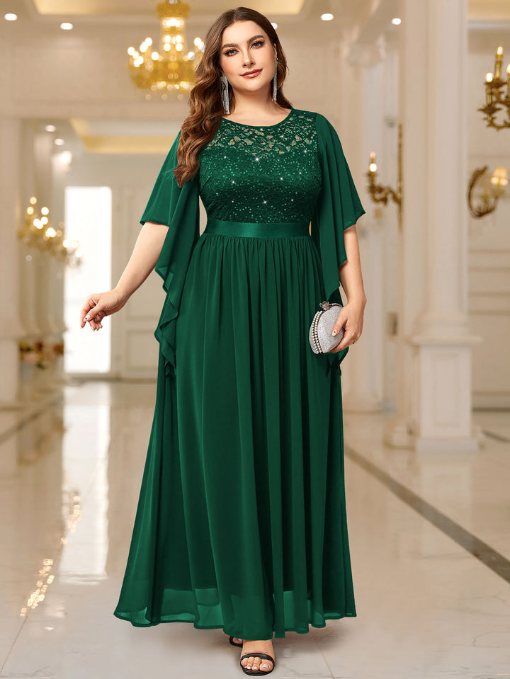 Plus Size Elegant Butterfly Sleeve Chiffon Sequin Lace Bodice Evening Miusol Plus Size Elegant Butterfly Sleeve Chiffon Sequin Lace Bodice Evening Miusol