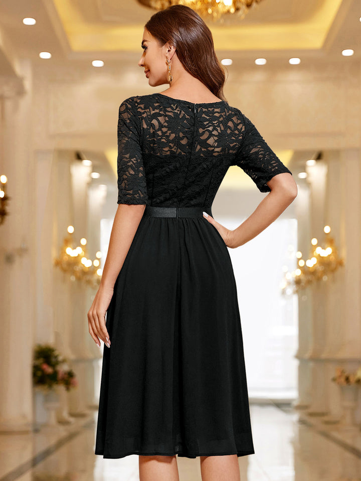 black lace v neck cocktail dress Short V Neck Black Lace Prom Dresses, Black V Neck Short Lace Graduati jbydress