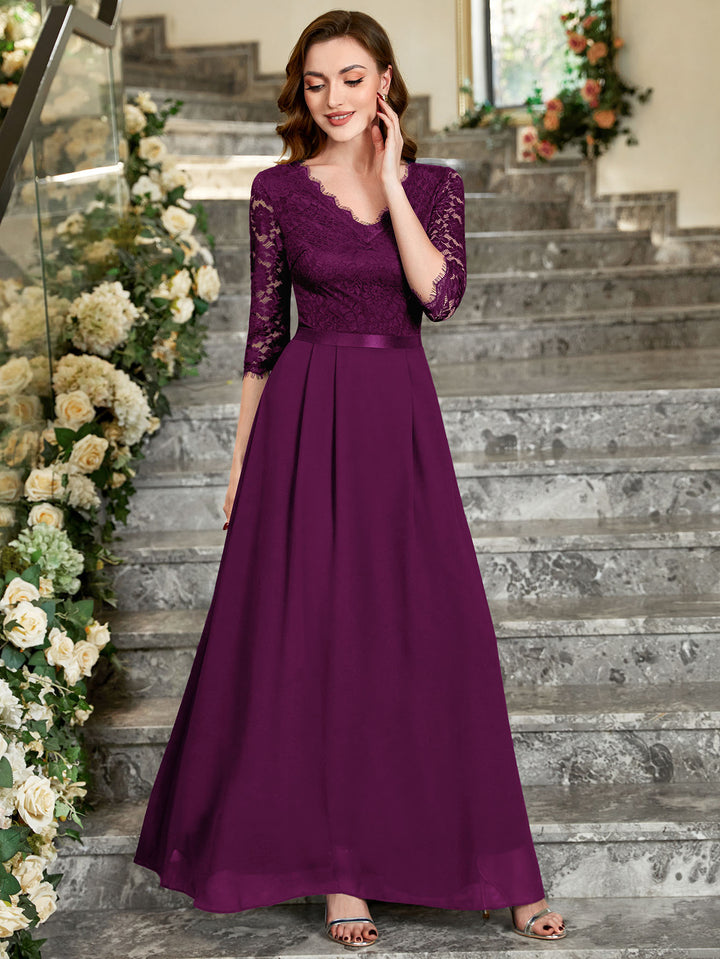 miusol women's formal floral lace evening party maxi dress Miusol Women's Elegant Sequin Floral Lace Butterfly Sleeve Formal Evening Maxi Dress for Bridesmaid Parties, Proms & Galas